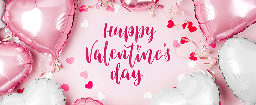 Happy Valentine’s Day Banner Decorated with Balloons Happy Valentine’s Day Banner Decorated with Balloons