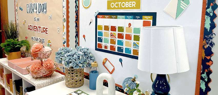Classroom decorated with Carson Dellosa Let's Explore classroom management décor Classroom decorated with Carson Dellosa Let's Explore classroom management décor