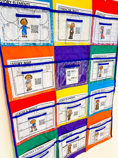 Colorful Centers Pocket Chart filled with children's poetry elements worksheets