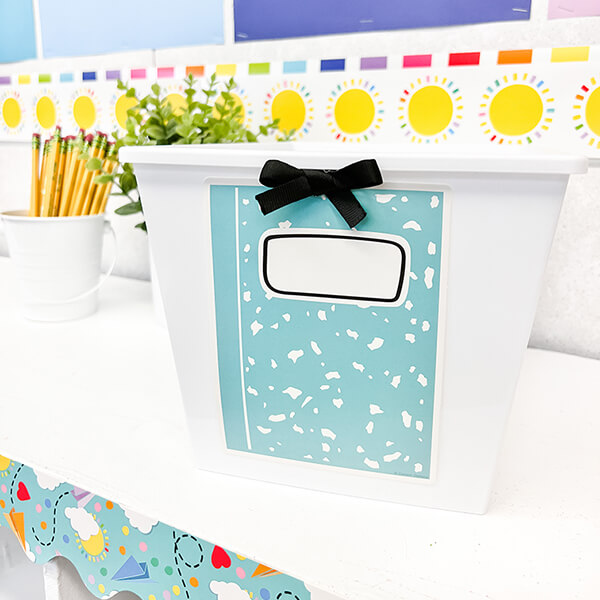 Happy Place Notebooks Classroom Cutout on Classroom Bin Happy Place Notebooks Classroom Cutout on Classroom Bin
