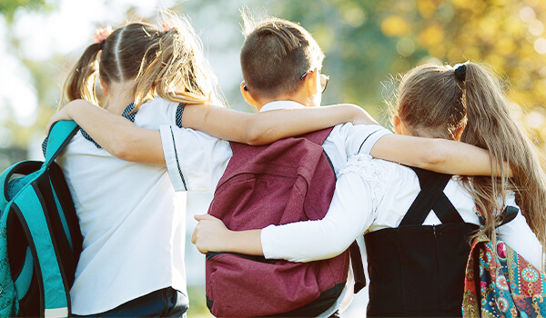 Photo of school children being friends