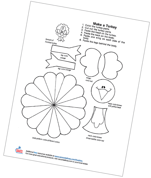 Free ‘Make A Turkey’ Thanksgiving Themed Printable for Children