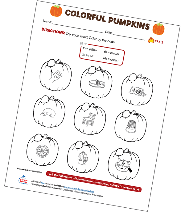Free Fall Colorful Pumpkins Fall Themed Color Activity