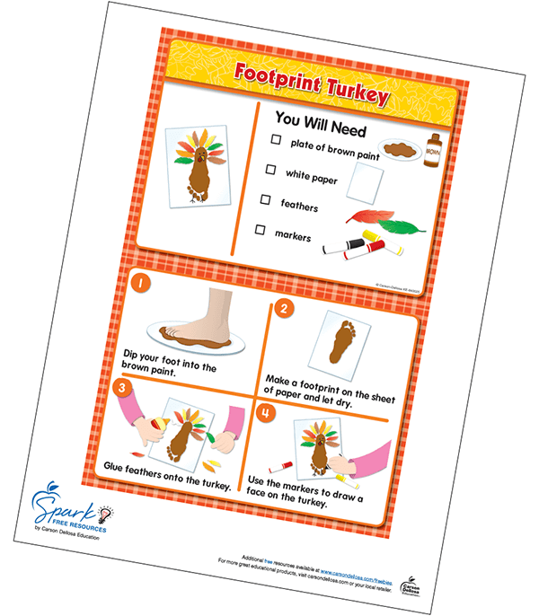 Free Footprint Turkey Fall Thanksgiving Themed Printable Resource for Teachers