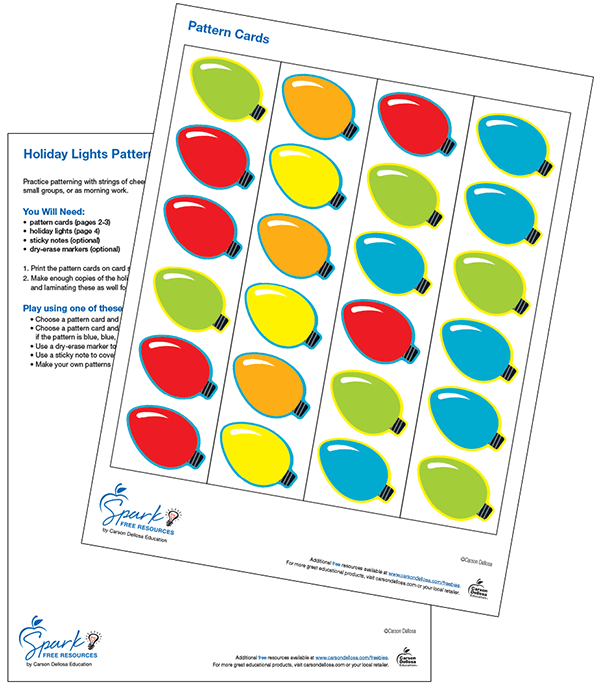 Holiday Lights Pattern Free Printable Worksheets