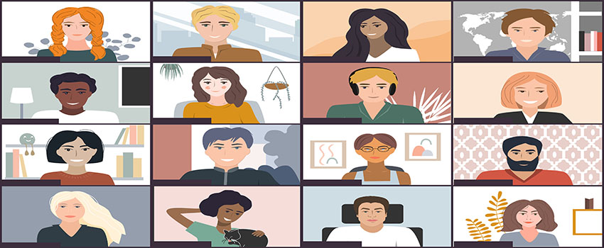 Teaching staff on a virtual call Teaching staff on a virtual call