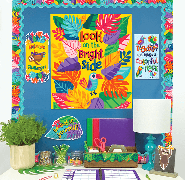 Classroom decorated with Carson Dellosa One World SEL focused classroom decorations